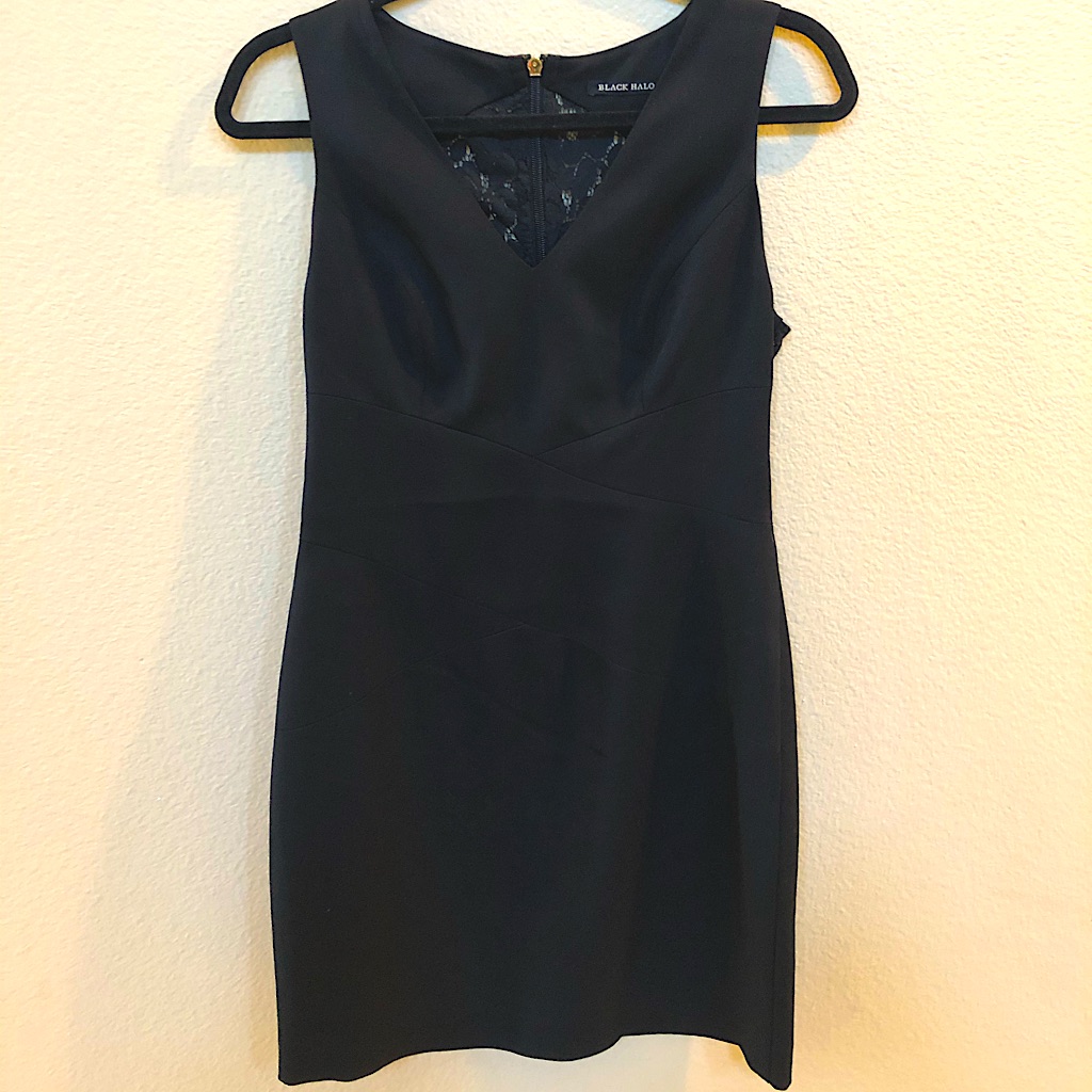 Stunning Black Halo Lace Back Sheath Dress